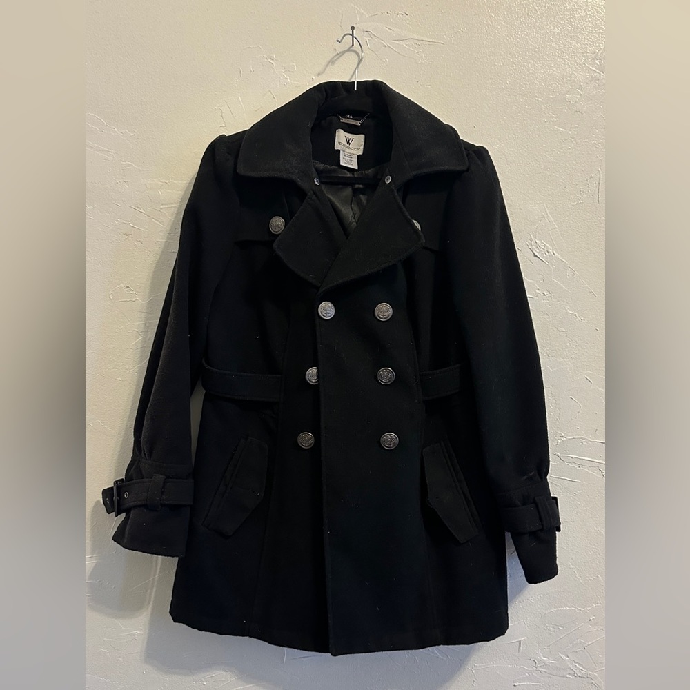 Elegant Worthington Black Peacoat - Size L, Like New